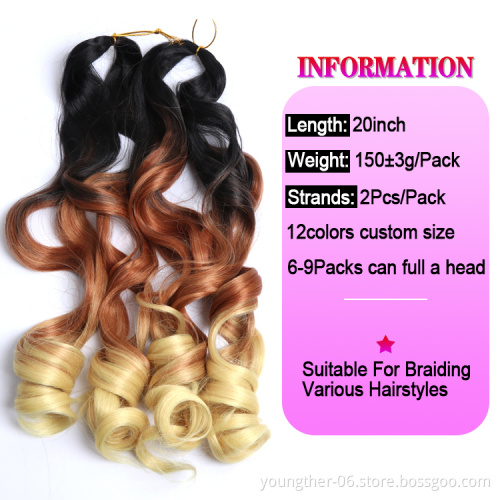 20 inch wavy Loose Braids Body Wave spiral curly braiding hair Twist afro Synthetic Crochet braiding Hair Extension